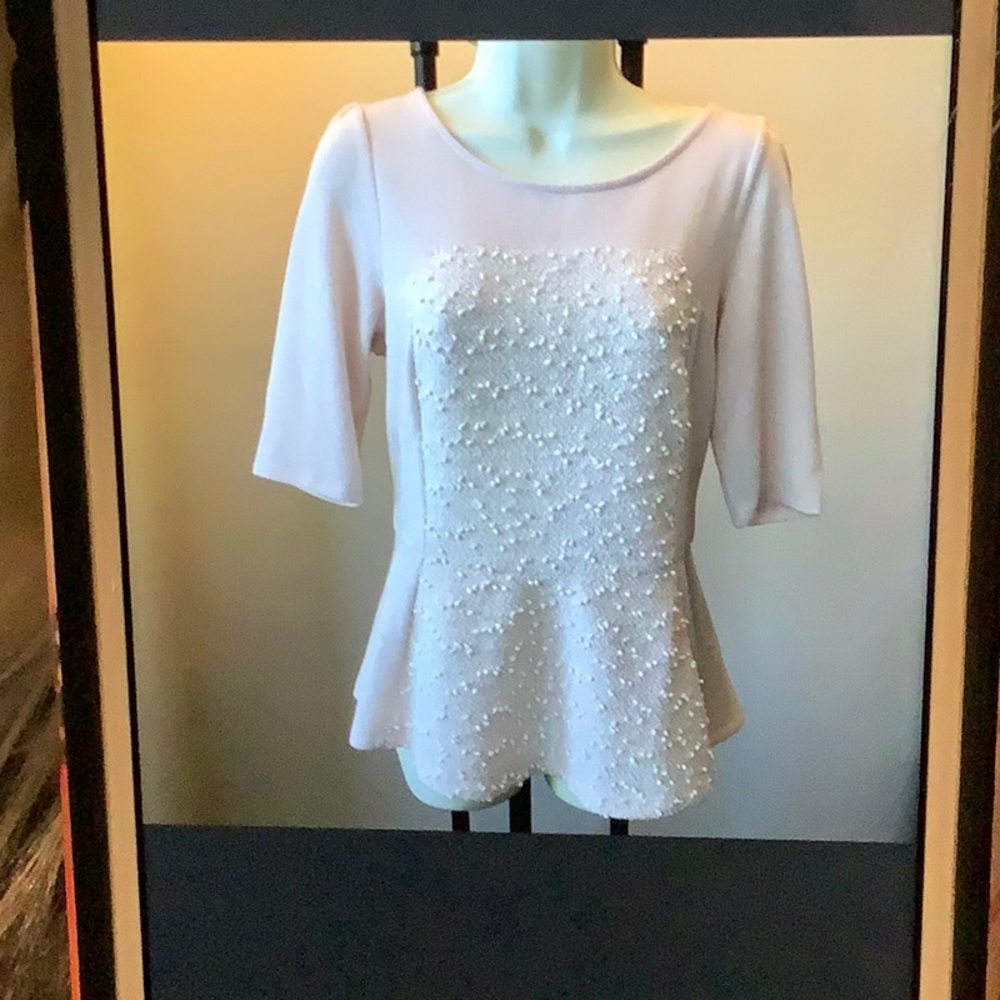 New Deletta nubby & sequined top w flare hem